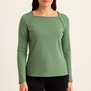 Ann Taylor Sage Green Square Neck Top – Size L